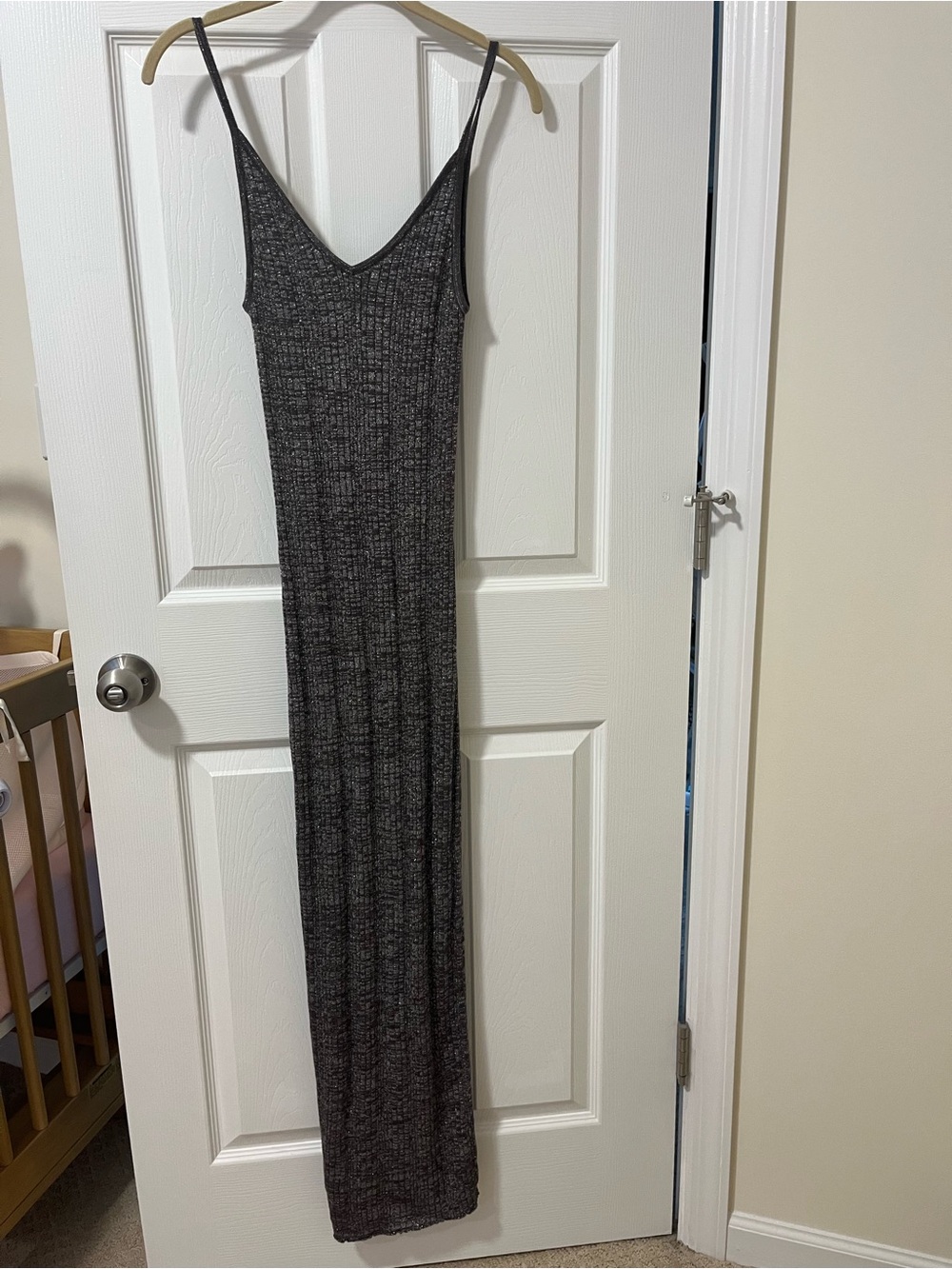 Skin Charcoal Ribbed Spaghetti-Strap Maxi Dress